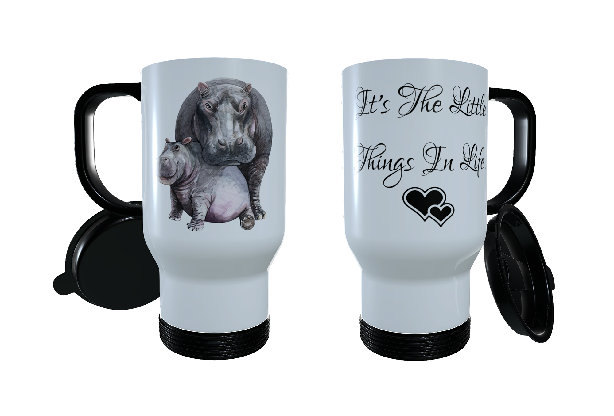 Hippo & Baby Travel Mug, Personalised Hippo Travel Mug, Thermos